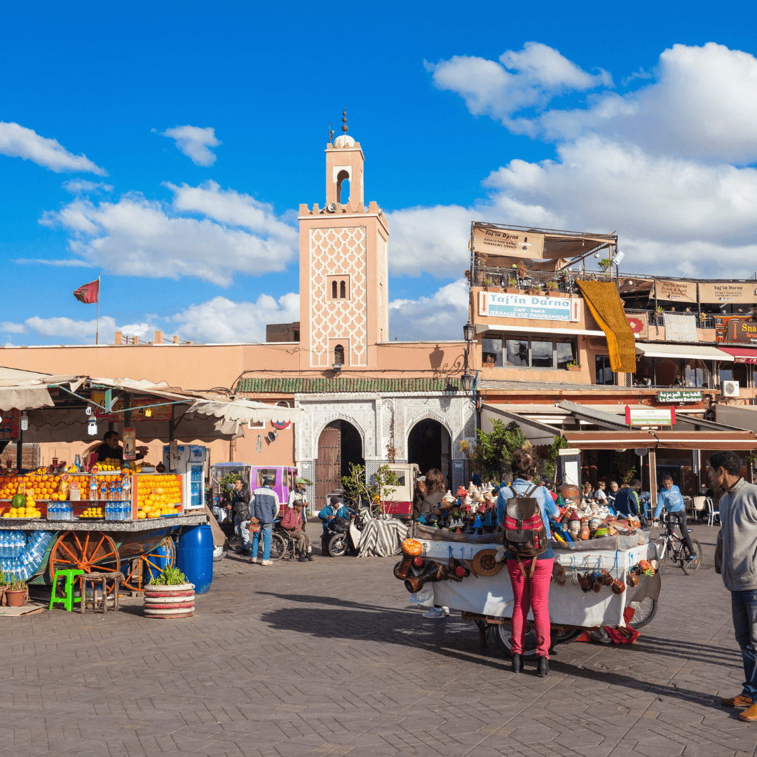 Vibrant Souks: Immerse yourself in the lively souks and the famous Jemaa El-Fna Square.