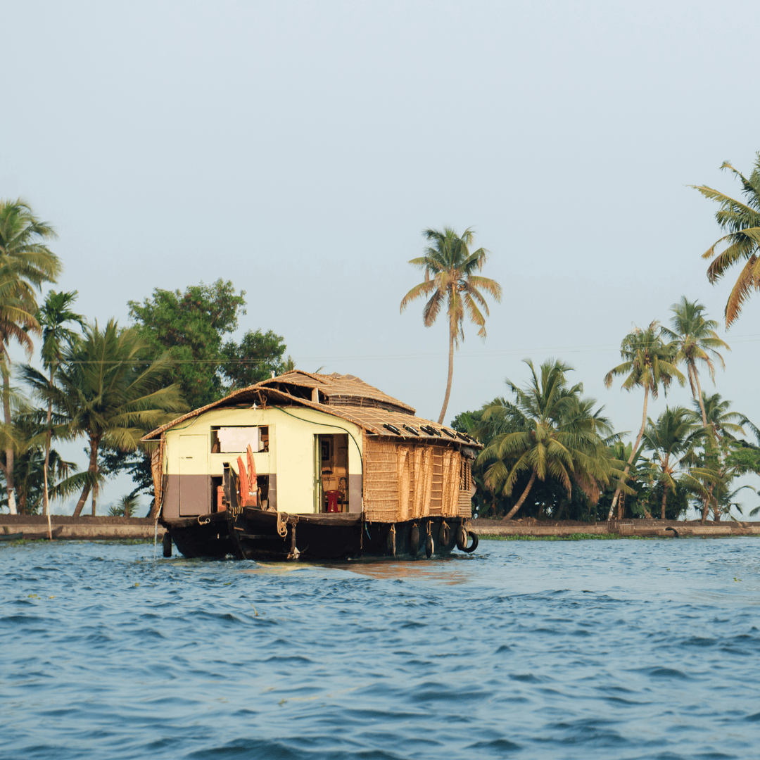 Experience the serenity of Vembanad Lake in Alleppey, India's longest lake, and witness the traditional life along its shores with a soothing houseboat ride.